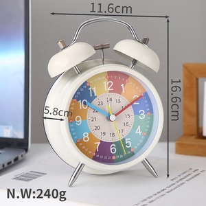 Horloge de table électronique silencieuse à quartz pour enfants, en métal, avec aiguilles, motif dessin animé, fonction alarme lumineuse et snooze, pour l'éveil éducatif - Product Image 5