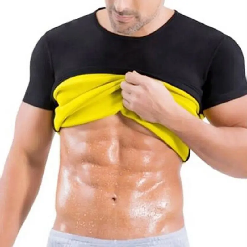 العرف الرجال بذلة رياضية محدد شكل الجسم التخسيس قميص فقدان الوزن النيوبرين مدرب خصر عرق ساونا قميص