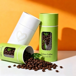 Custom Coffee Bean Tube <b>Box</b> White Green Paper Packaging with Clear Window <b>Recyclable</b> Four Color Printing - Product Image 2