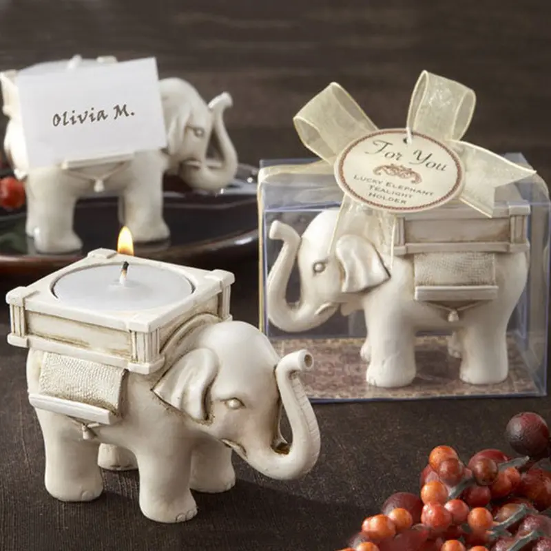 Elephant Candle Holder 4-compartment Oriental Style-Wood Effect 64 