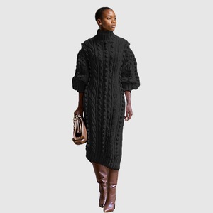 Latest <b>Turtleneck</b> Long Sleeve Knit Casual Slit Maxi Women <b>Sweater</b> Dress Fashion - Product Image 2