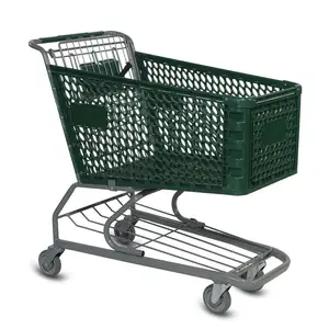 160L Plastic Basket Grocery Shopping Cart Unfolding Metal Supermarket