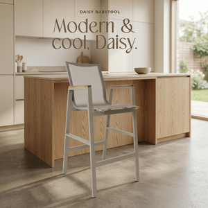 Tabouret de bar moderne en aluminium pour extérieur, chaise haute avec dossier et accoudoirs pour patio, hôtel, villa - Product Image 2
