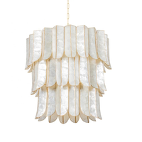 Lustre rond en coquille de capiz pour salon contemporain, décoration de luxe, lampes suspendues au plafond, lustres pour escalier