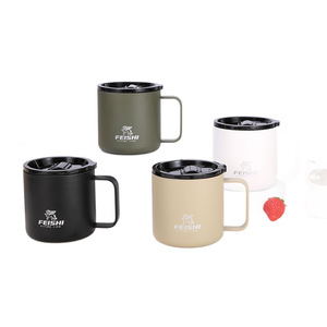 Feishi Stainless Steel Insulated <b>Mug</b> 400ml With Lid <b>Double</b> <b>Wall</b> Leak Proof Camping Coffee Cup Office Home Use - Product Image 1