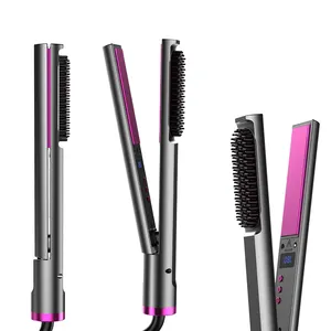 Annwu Hot Sales Flat Iron Titanium Fast Heating 470F Hair Straightener 2 in 1 Salon Tool Hair Comb
