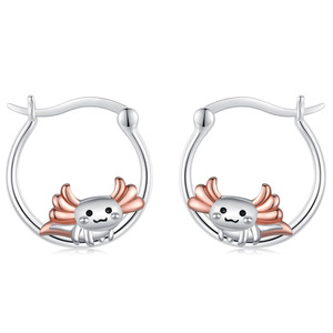 Orecchini a Clip a Forma di Axolotl per Donne, Design Animale Cartoonesco, Orecchini Casual alla Moda per Uso Quotidiano - Product Image 1