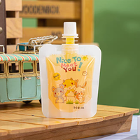 Pochette souple personnalisée avec bec verseur imprimée motif dessin animé, en BOPP de qualité alimentaire, pour jus de fruits, lait, yaourt et autres boissons