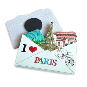 Imanes franceses Promo Souvenir Degradable Custom Diferentes países 3D Imanes de nevera Imán de resina de París para nevera