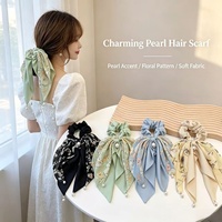 Scrunchies coréens populaires légers à motif floral délicat, avec nœud en ruban, pour femme, tous types de cheveux, accessoire de coiffure pour soirée romantique