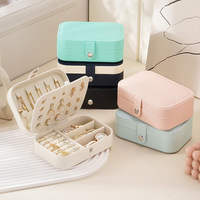 Portable voyage dames bijoux boîte de rangement Logo personnalisé Double ménage accessoires stockage pour collier bijoux conteneur