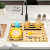 Égouttoir pliable en bambou pour cuisine et salle de bain, avec plateau de drainage détachable pour ustensiles et vaisselle – Meilleure vente