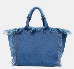 Nouveau sac fourre-tout de plage à une épaule de grande capacité imprimé en denim à pampilles européennes et américaines - Product Image 2