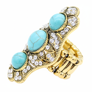 Anelli in acciaio inossidabile alla moda placcati oro turchese intarsio in pietra taglio principessa alla moda 18K Grs moda moda - Product Image 2