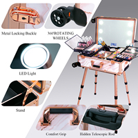Pour KONCAI Table de maquillage portable avec étui polonais réglable valise manucure Salon Design grande capacité couverture absorbant les chocs