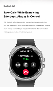 Reloj Inteligente HD8C <span class=keywords><strong>8</strong></span> Classic con Monitoreo de Salud 24/7, Rastreador de Actividad Física, Bisel Giratorio, Pantalla TFT, Llamadas por BT, Resistente al Agua 3ATM - Product Image 2