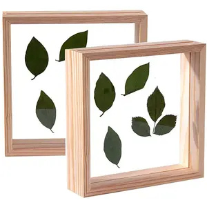 Tailai Foto rahmen Holz Vintage doppelseitige Glas kunst gepresste Blume Display Holz Diy Blatt Pflanze Dekoration Rahmen