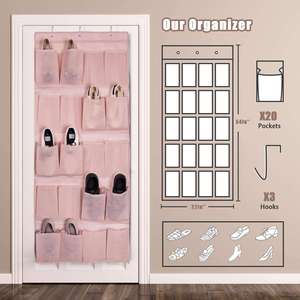 Over the Door <b>Shoe</b> <b>Storage</b> 20 Pockets Hanging <b>Shoe</b> <b>Storage</b> Organizers 2 Hooks for Storing <b>Shoes</b> and Gadgets Authentic Foldable - Product Image 5