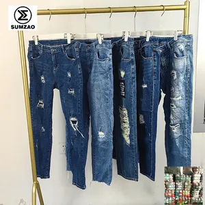 sumzao bea cqs bales 2nd hand ladies jeans tatered pants celana jeans bekas import trouser ukay bundle supplier