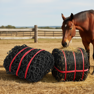 Filet à balles de foin de 4,92 pieds en PE avec fermeture éclair pour chevaux, conception renforcée à nœuds - Product Image 2