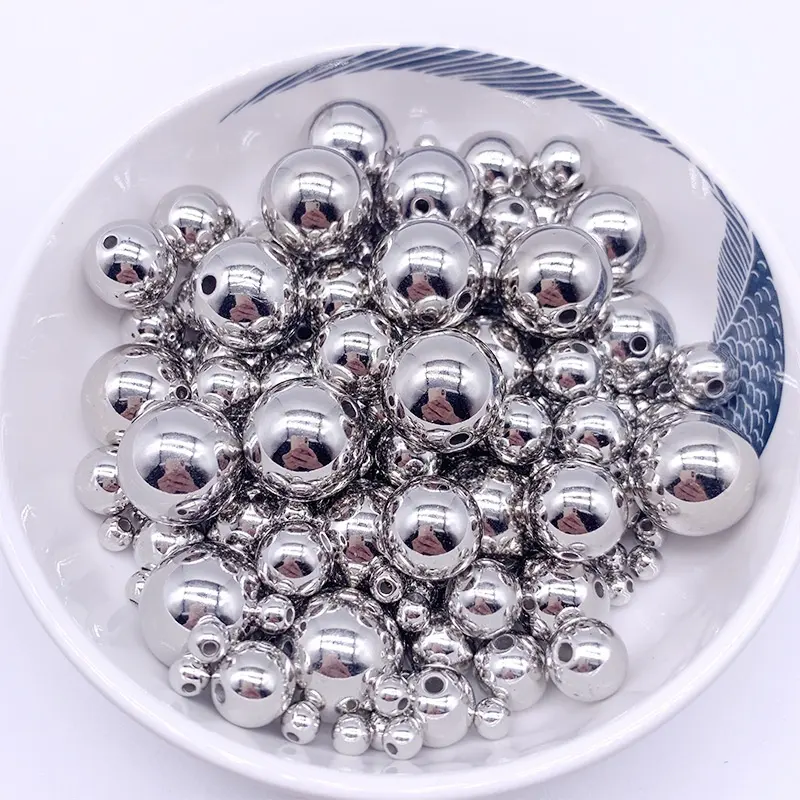 Branelli all'ingrosso della perla placcati argento di plastica d'imitazione di forma rotonda 3mm-30mm