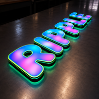 Enseignes murales intérieures personnalisées rondes pour entreprises, enseignes murales en acrylique 3D avec lettres lumineuses LED et logo avec prise