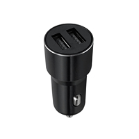 Pengisi daya mobil bahan logam dua port USB kualitas terbaik 5V 3,1 A untuk ponsel Logo kustom pengisian daya mobil cepat 15W