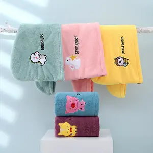 Super Water Absorbency Microfiber Hair Drying Turban Wraps Head Towel with Nice Embroidery