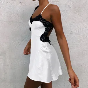 卸売 ロングシュミーズドレス-女性用スパゲッティストラップドレスサイドスリットミニドレスホットキャミボディコンドレス