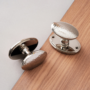 Unique Hammered Texture Oval <strong>Door</strong> <strong>Knob</strong> with Rose - Custom Style Decorative Handle with Premium <strong>Silver</strong> Finish - Product Image 5