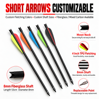 Flèches de carabine à poulies en fibre de verre de 22 pouces, flèches courtes personnalisées, flèches de carabine à poulies OEM personnalisées, tiges de flèches en fibre de verre, différentes tailles disponibles