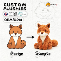 Fabricant de peluches personnalisées à faible MOQ, peluche renard, cadeau d'anniversaire mignon, créez votre propre design d'entreprise, OEM