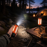 Lampes de camping LED rechargeables et détachables avec trépied, type lampe frontale, Type-C 1000LM avec anneau de suspension et vis M6
