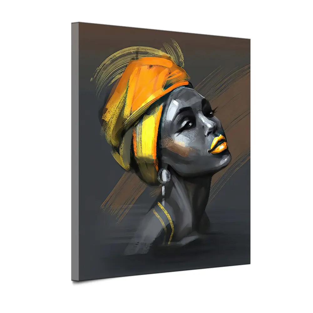 Pintura de paisaje sobre lienzo elegante dama Africana mujer lienzo pared arte