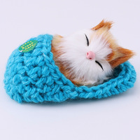 Vente en gros de 8 pièces chats endormis en poupées pantoufles mini chatons moelleux avec miaulement décoration de la maison petits sons jouet chaton endormi
