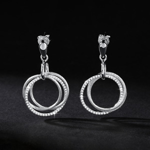 <span class=keywords><strong>Pendientes</strong></span> de Lujo con Moissanita, Diseño de Triple Aro, Plata S925, Geométricos <span class=keywords><strong>y</strong></span> Brillantes para Mujer - Product Image 3