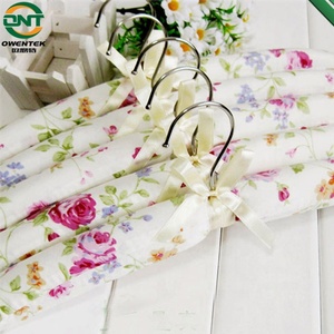 Cintres rembourrés <span class=keywords><strong>en</strong></span> satin à imprimé floral, antidérapants, <span class=keywords><strong>en</strong></span> tissu éponge, avec nœud, pour vêtements délicats, robes de mariée, chemisiers <span class=keywords><strong>en</strong></span> <span class=keywords><strong>soie</strong></span> - Product Image 6