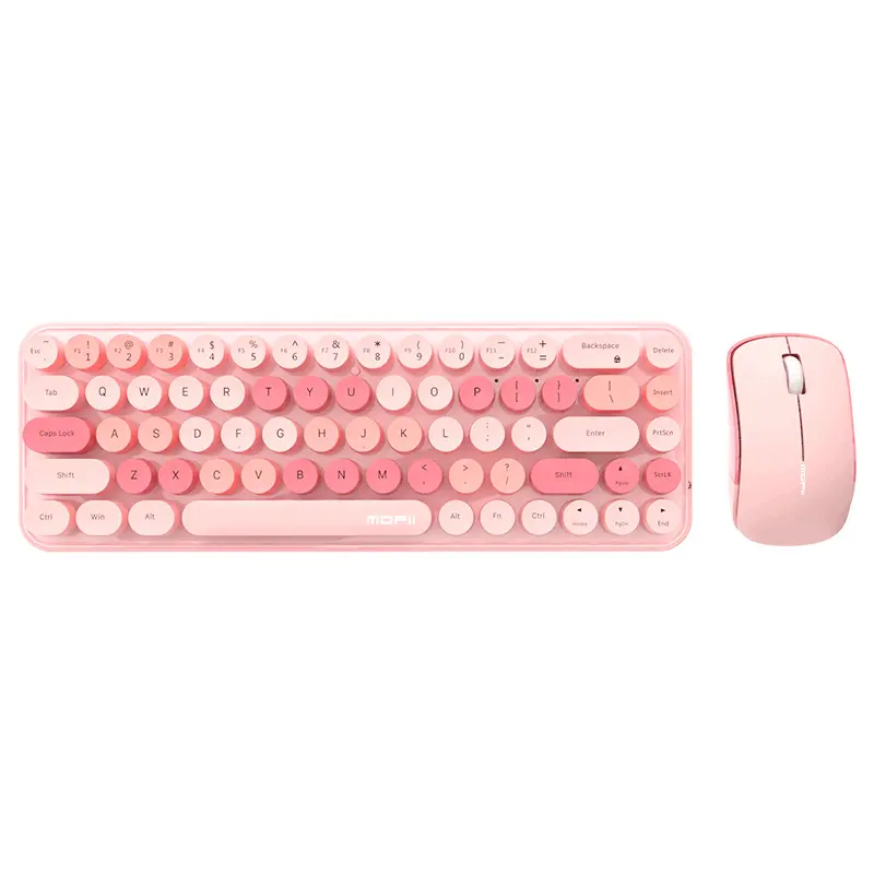 Mofii idou setelan keyboard nirkabel, 2.4G Desktop laptop punk optik bulat keycap nirkabel