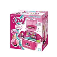 Ensemble de jeu de cuisine éducatif KSF Happy Kitchen pour filles, sac à dos, simulation de cuisine, ustensiles de cuisine en plastique et évier, jouet pour enfants emballé dans une boîte