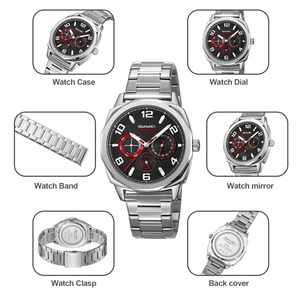 Reloj cronógrafo redondo para hombre, reloj de pulsera de lujo de acero inoxidable, reloj de cuarzo resistente al agua 30M - Product Image 2