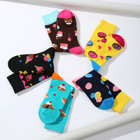 Nouveaux produits Whale, chaussettes en coton colorées à motif de desserts, macarons, chocolat, biscuits, bonbons, gâteaux pour chaussettes unisexes