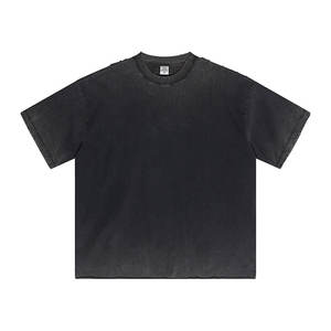 Camisetas lavadas con ácido de gran tamaño para hombre con logotipo personalizado 250GSM Heavyweight 100% algodón Drop Shoulder Raw Hem Vintage Streetwear - Product Image 4