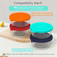 Couvercles de remplacement en silicone 7CUP, compatibles lave-vaisselle et congélateur, pour bols en verre Pyrex et Anchor Hocking 7402-PC