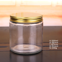 Stoples Kaca dengan Tutup Logam Mulut Lebar 16oz 9oz 6oz 8oz 4oz 12oz Stoples Kaca Sisi Lurus Stoples Lumpur