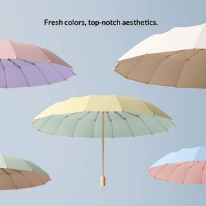 Sombrilla de 16 Varillas, 70% Nailon de Color, para Mujer, Apta para Días Soleados y Lluviosos, Reforzada y Engrosada, con Protección Solar UV - Product Image 2