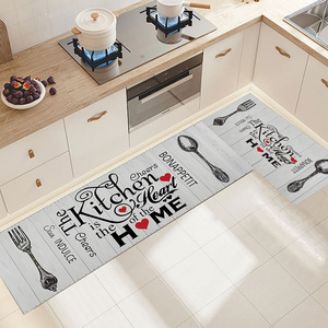 Alfombrilla para puerta de cocina ecológica, diseño artístico personalizado, poliéster reciclado, impermeable, tejido de espuma de PVC, técnica industrial acolchada - Product Image 1