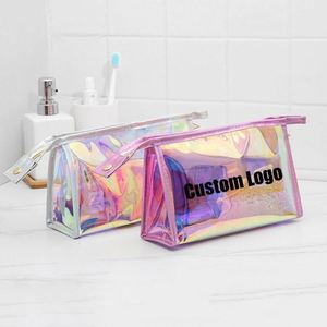 Custom Logo <b>Transparent</b> PVC Fashion Reusable Zipper Travel <b>Makeup</b> <b>Bag</b> Cosmetic for Wash Pouch - Product Image 1