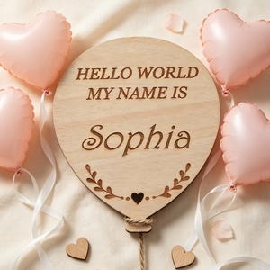 Panneau en bois personnalisé gravé au laser, durable et fait main, pour nom de bébé, 'Bonjour le monde, <span class=keywords><strong>mon</strong></span> nom est', accessoire photo nouveau-né, personnalisé pour bébé - Product Image 1