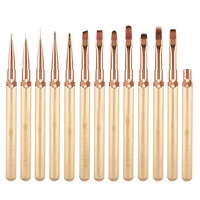 Ensemble de pinceaux à ongles professionnels pour salon de manucure, en nylon et plastique, avec manche métallique, pour dégradé, mélange de couleurs, liner et gel