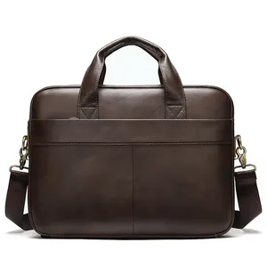 Borsa per Laptop da uomo in vera pelle borsa a tracolla da ufficio con LOGO personalizzato borsa in pelle valigetta